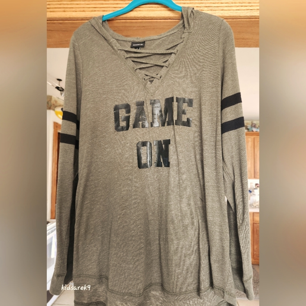 GAME ON - Olive Green LS w/hood